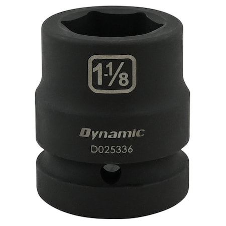 Dynamic 1" Drive Standard Socket, Black Phosphate, Tools 1-1/8" X 1" Drive, 6 Point Standard Length D025336